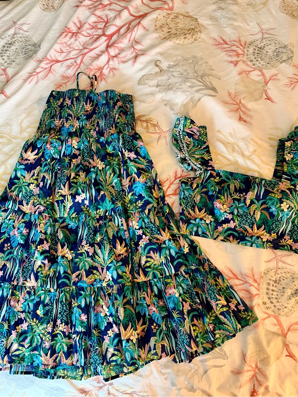 🌴 Rare Tori Richard Two-Piece Tropical Floral Set Crop Top Skirt Hawaii Medium